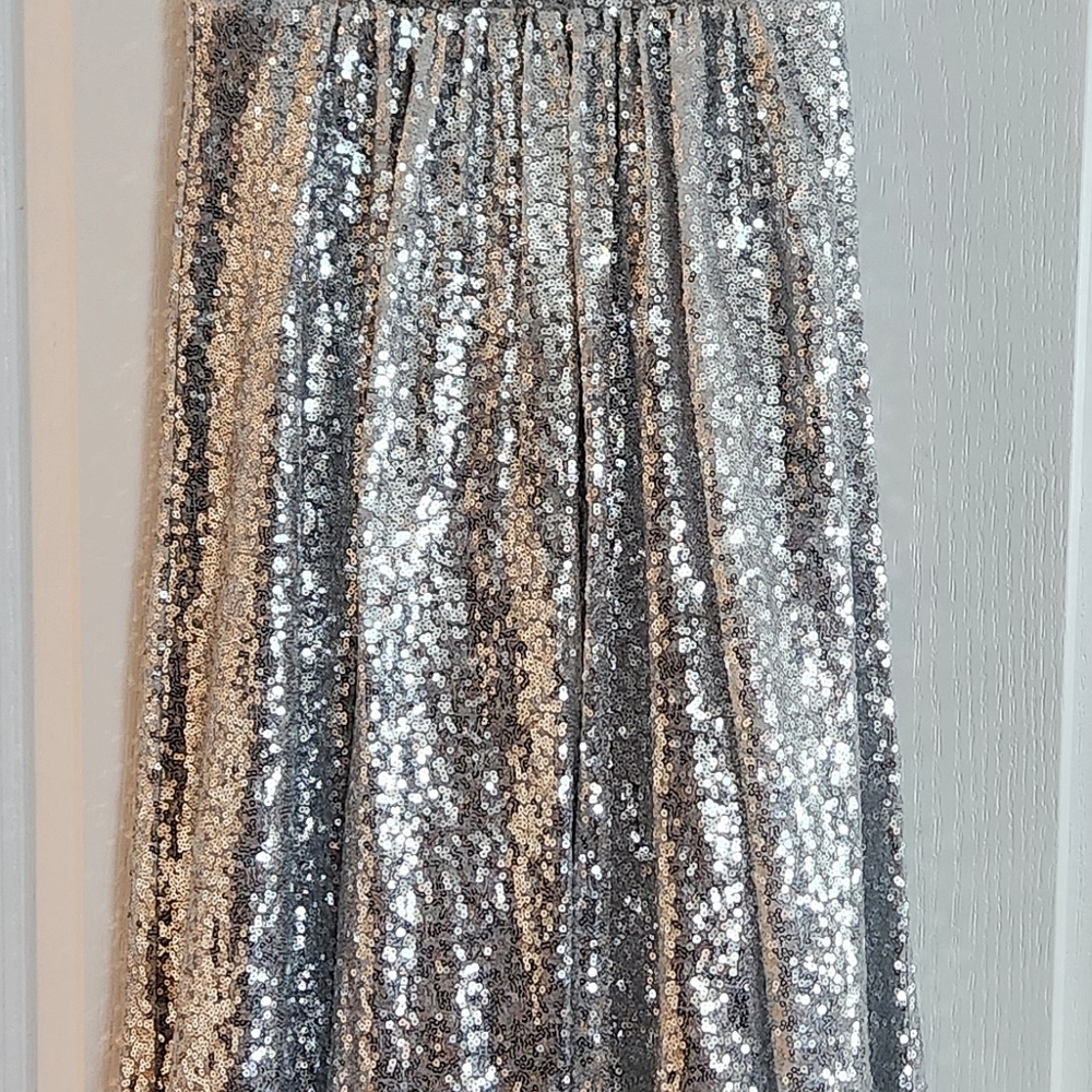 Silver Sequin Maxi Dress A-Line Cocktail